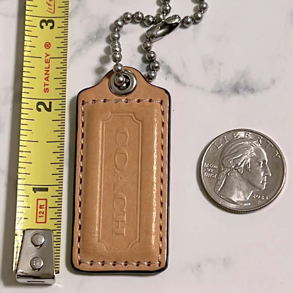 COACH leather hangtag silver tone chain & hardware.